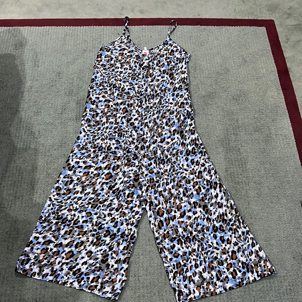 Blue leopard jumpsuit